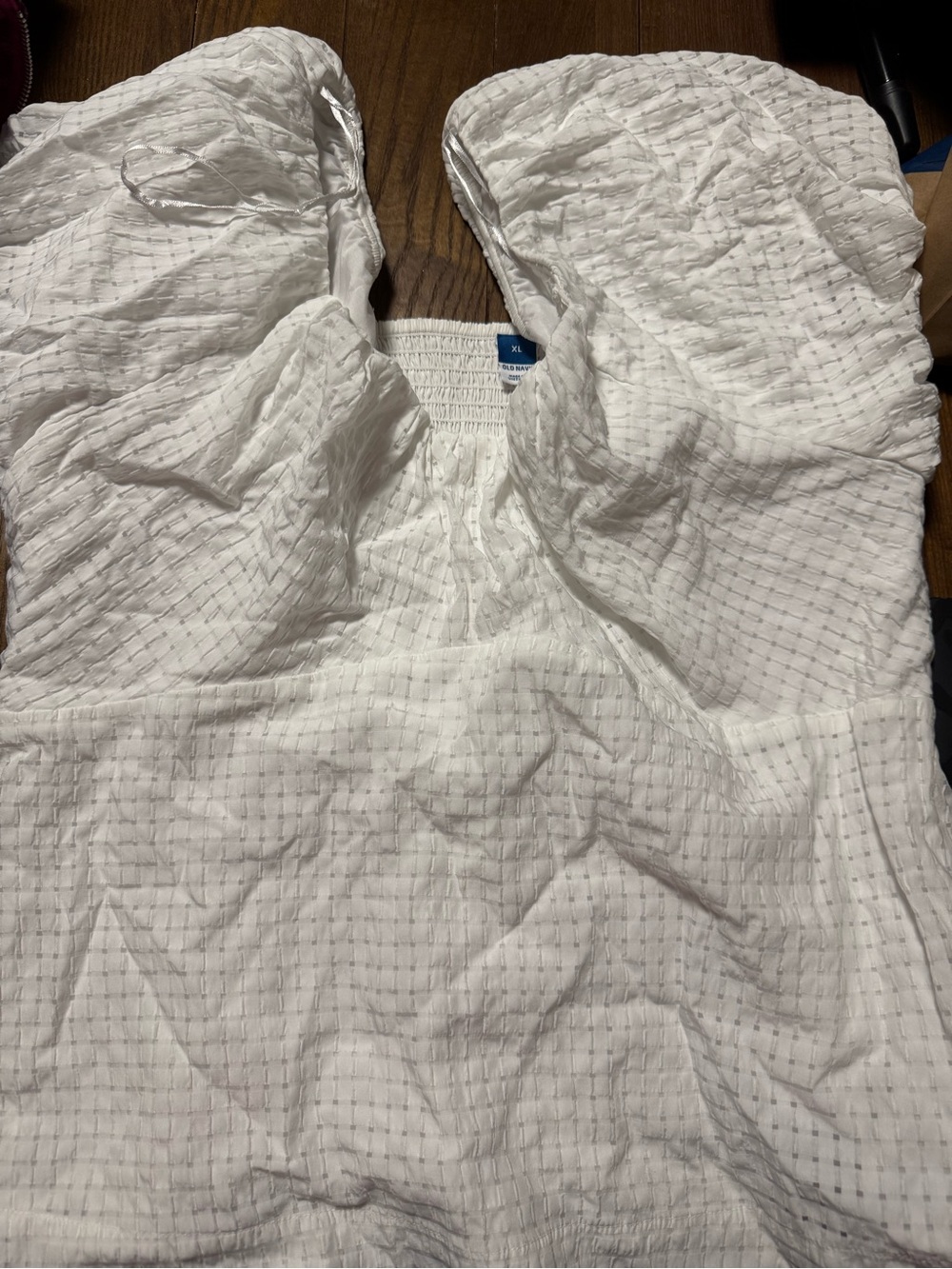 Old Navy White Textured Square-Neck Top